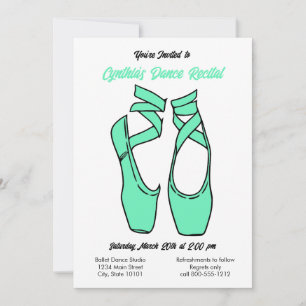 Minimalist Green Ballet Dance Recital Invitation