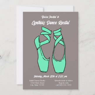 Minimalist Green Ballet Dance Recital Invitation