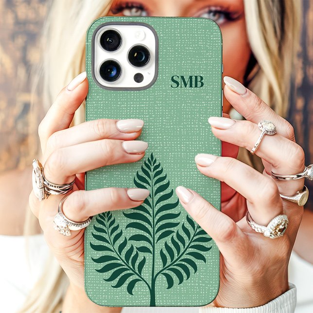 Minimalist Green Botanical Monogram Case-Mate iPhone Case (Creator Uploaded)