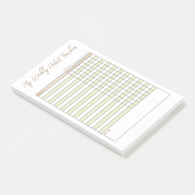 Minimalist Green Brown Weekly Habit Tracker Notes (Angled)