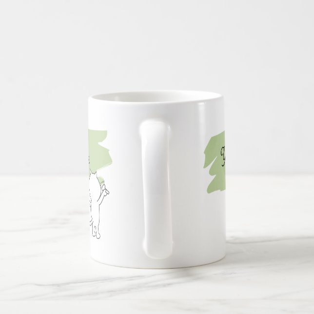 Minimalist Green Brush Custom Name Cat Coffee Mug (Handle)