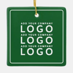 Minimalist Green Business Logo Company Branded Ceramic Ornament