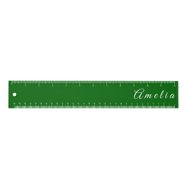 Minimalist Green Color Custom Name Ruler  (Front)