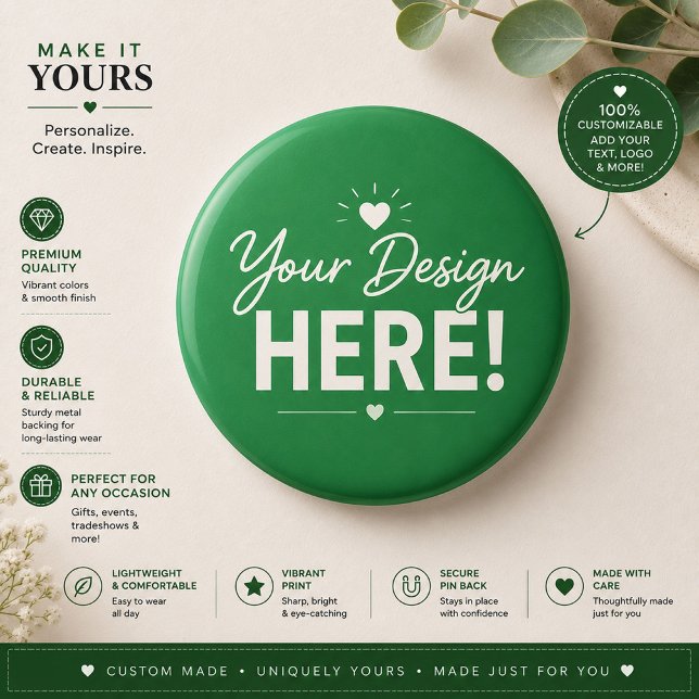 Minimalist Green Custom Gift Button (Creator Uploaded)