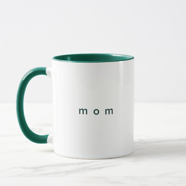 Minimalist Green Custom Text Mom White Mug (Left)