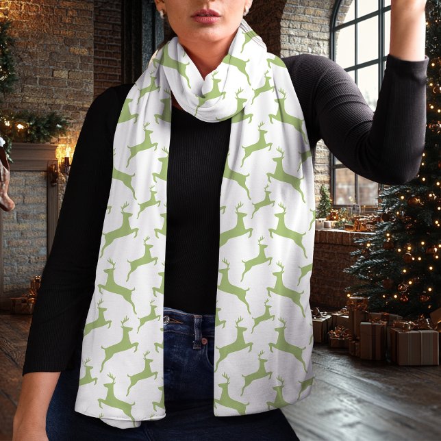 Minimalist Green Deer Pattern Christmas Scarf (Creator Uploaded)