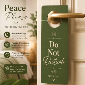 Minimalist Green Do Not Disturb Door Hanger