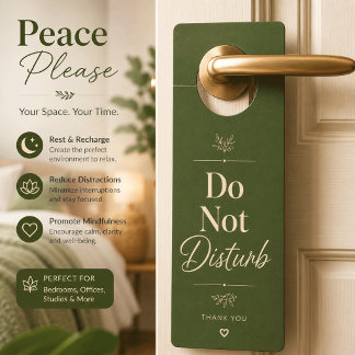 Minimalist Green Do Not Disturb Door Hanger