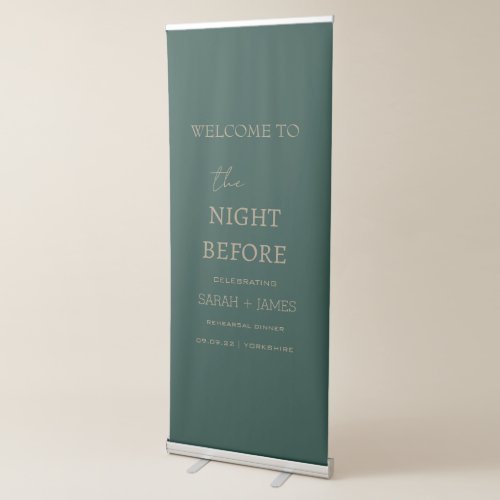 Minimalist Green Emerald Dinner Welcome Backdrop  Retractable Banner