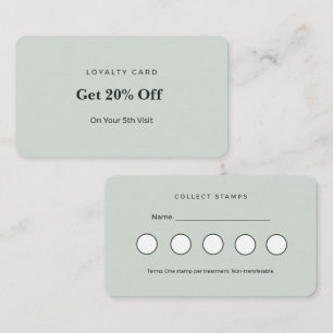 Minimalist Green Esthetician Loyalty Punch Card