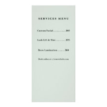 Minimalist Green Esthetician Price List Aftercare