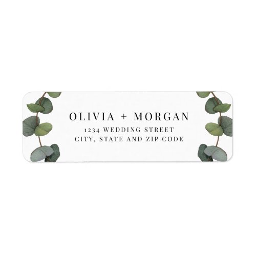 Minimalist Green Eucalyptus Botanical Wedding Label