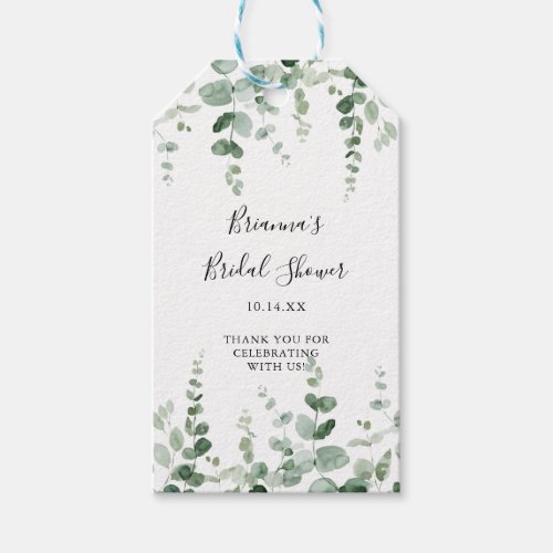 Minimalist Green Eucalyptus Bridal Shower  Gift Tags