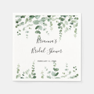 Minimalist Green Eucalyptus Bridal Shower Napkins