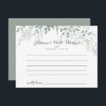 Minimalist Green Eucalyptus Wedding Advice Card<br><div class="desc">This minimalist green eucalyptus wedding advice card is perfect for a modern wedding. The design features watercolor elegant green eucalyptus leaves.

These cards are perfect for a wedding,  bridal shower,  baby shower,  graduation party & more. Personalize the cards with the names of the bride and groom,  parents-to-be or graduate.</div>