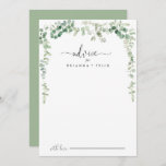 Minimalist Green Eucalyptus Wedding Advice Card<br><div class="desc">This minimalist green eucalyptus wedding advice card is perfect for a modern wedding. The design features watercolor hand-drawn elegant botanical eucalyptus branches and leaves, adorning geometric frames. These cards are perfect for a wedding, bridal shower, baby shower, graduation party & more. Personalize the cards with the names of the bride...</div>