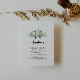 Minimalist Green Eucalyptus Wedding Directions   Enclosure Card