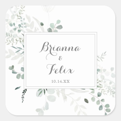 Minimalist Green Eucalyptus Wedding Envelope Seals