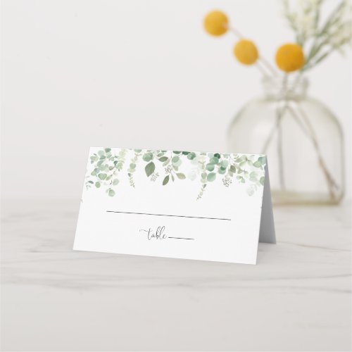 Minimalist Green Eucalyptus Wedding Place Card