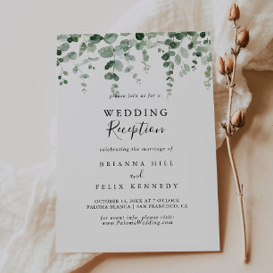 Minimalist Green Eucalyptus Wedding Reception Invitation