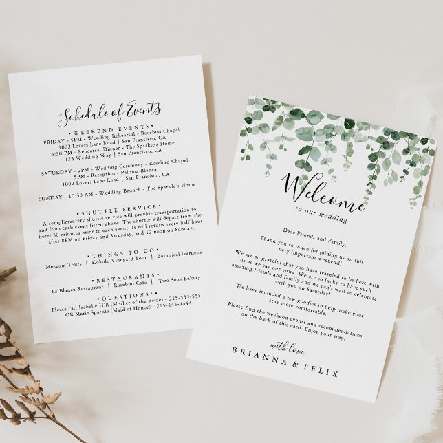 Minimalist Green Eucalyptus Wedding Welcome Letter (Creator Uploaded)