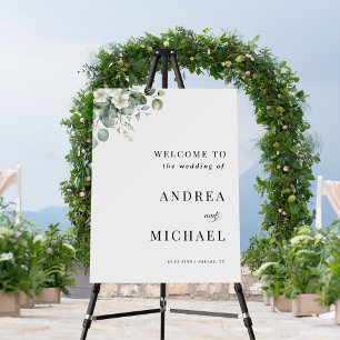 Minimalist Green Eucalyptus Wedding Welcome Sign