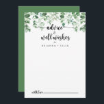 Minimalist Green Eucalyptus Wedding Well Wishes   Advice Card<br><div class="desc">This minimalist green eucalyptus wedding well wishes advice card is perfect for a rustic wedding. The design features hand-painted watercolor green eucalyptus, inspiring natural beauty. These cards are perfect for a wedding, bridal shower, baby shower, graduation party & more. Personalize the cards with the names of the bride and groom,...</div>