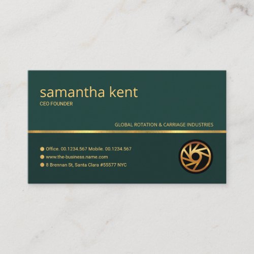 Minimalist Green Faux Gold Line Businesswoman CEO Business Card