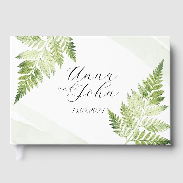 Minimalist Green Fern Foil Guest Book (Front)