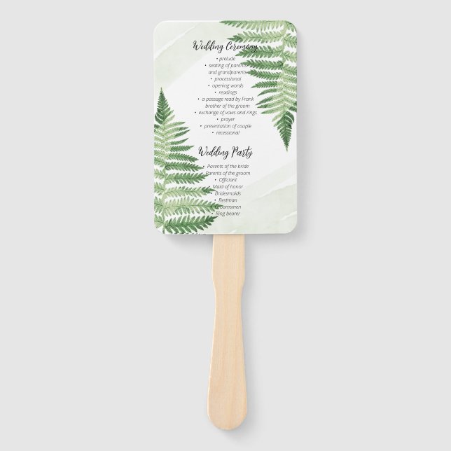 Minimalist Green Fern Hand Fan (Front)