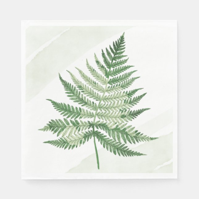 Minimalist Green Fern Napkins (Front)