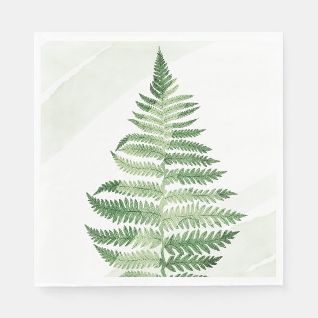 Minimalist Green Fern Napkins (Front)