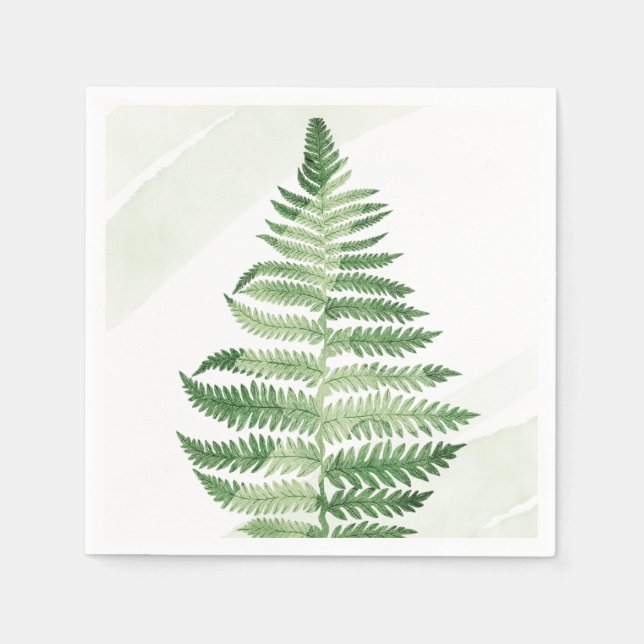 Minimalist Green Fern Napkins (Front)