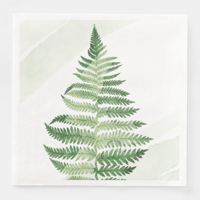 Minimalist Green Fern Paper Dinner Napkins (Front)