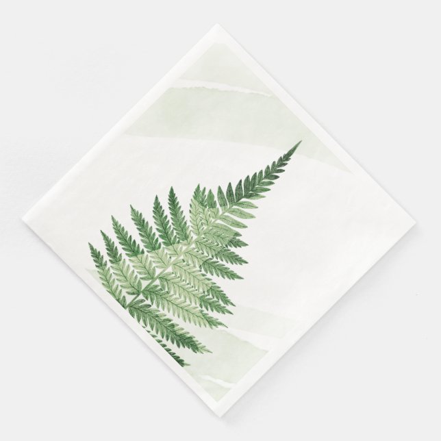 Minimalist Green Fern Paper Dinner Napkins (Corner)