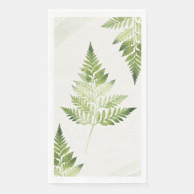 Minimalist Green Fern Paper Guest Towels (Front)