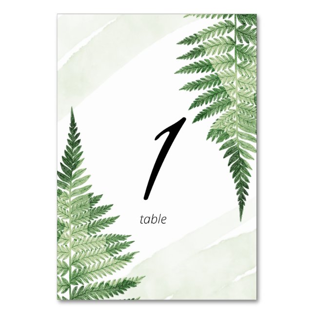 Minimalist Green Fern Table Number (Front)