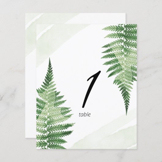 Minimalist Green Fern Table Number (Front/Back)
