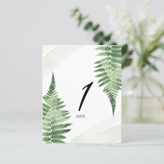 Minimalist Green Fern Table Number (Standing Front)