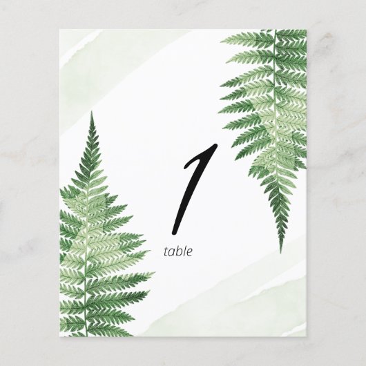 Minimalist Green Fern Table Number (Front)