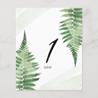 Minimalist Green Fern Table Number