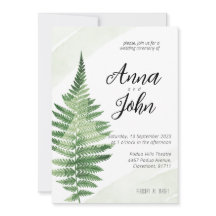 Minimalist Green Fern Wedding Invitation