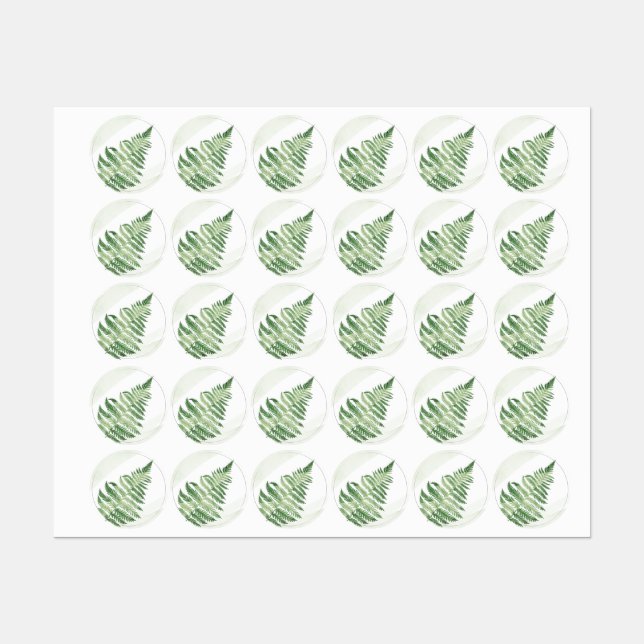 Minimalist Green Fern Wedding Labels (Sheet)