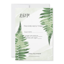 Minimalist Green Fern Wedding RSVP card
