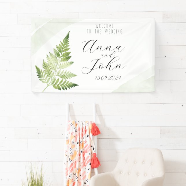 Minimalist Green Fern Wedding Sign (Insitu)