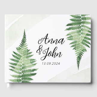 Minimalist Green Fern Wedding Sign Foil Guest Book