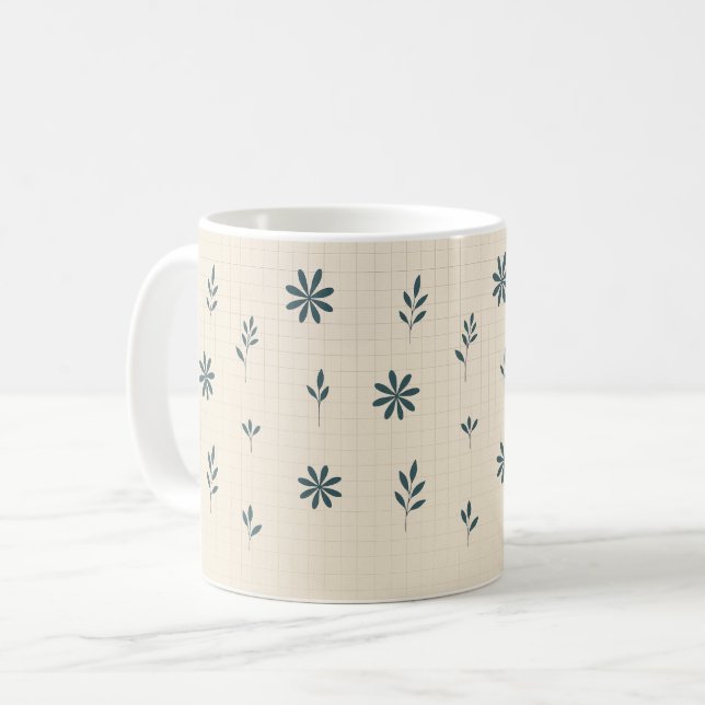 Minimalist Green Floral Classic Mug (Front Left)