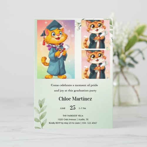 Minimalist Green Floral Classy Invite