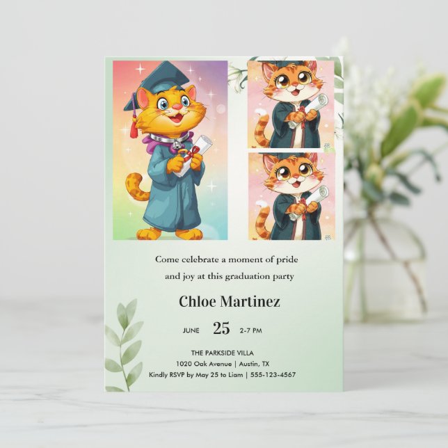 Minimalist Green Floral Classy Invite (Standing Front)