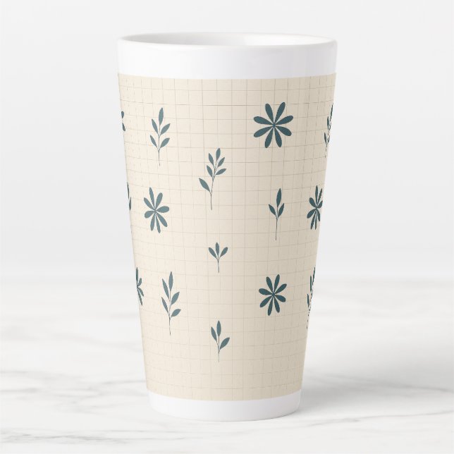 Minimalist Green Floral  Latte Mug (Front)